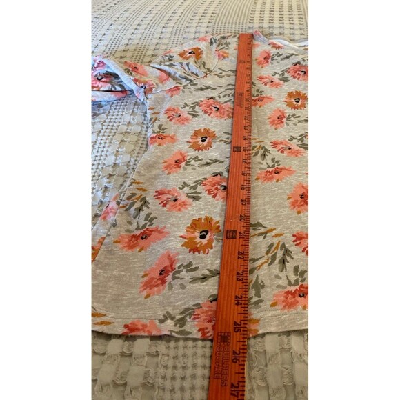 Croft & Barrow Blouse Plus Size 2X Top Tan Peach Floral T Shirt 100% Cotton - Picture 10 of 10